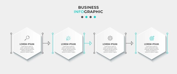 Vector Infographic design business template with icons and 4 options or steps. Can be used for process diagram, presentations, workflow layout, banner, flow chart, info graph