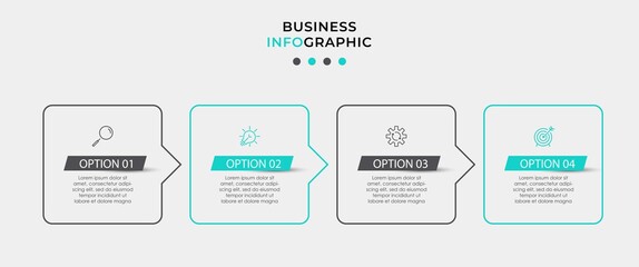 Vector Infographic design business template with icons and 4 options or steps. Can be used for process diagram, presentations, workflow layout, banner, flow chart, info graph