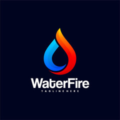 water and fire vector logo design