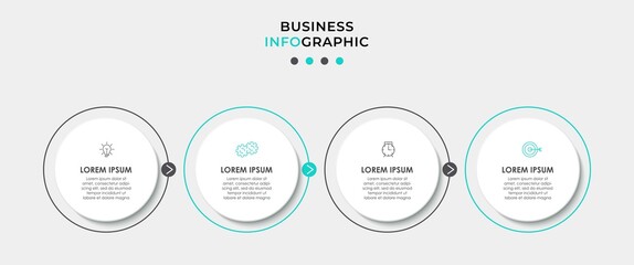 Vector Infographic design business template with icons and 4 options or steps. Can be used for process diagram, presentations, workflow layout, banner, flow chart, info graph