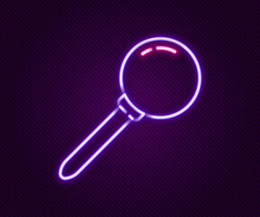 Glowing neon line Push pin icon isolated on black background. Thumbtacks sign. Colorful outline concept. Vector