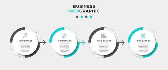 Vector Infographic design business template with icons and 4 options or steps. Can be used for process diagram, presentations, workflow layout, banner, flow chart, info graph