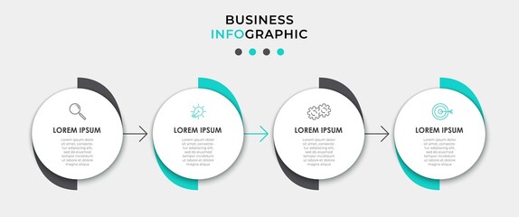 Vector Infographic design business template with icons and 4 options or steps. Can be used for process diagram, presentations, workflow layout, banner, flow chart, info graph