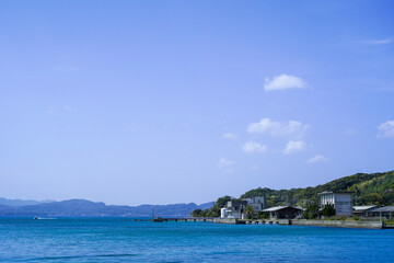 Fototapeta na wymiar Blue sky and Japanese sea