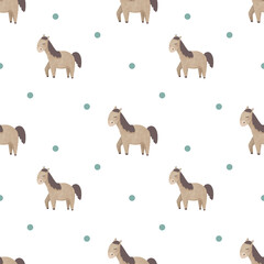 Farmhouse seamless pattern, Farm animals seamless pattern, Cute animals, cow, horse, bird, pig, rabbit, sunflower for scrapbooking, fabric, print