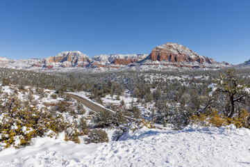 Snow Covered Scenic Landscape Sedona Arizona in Winter