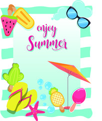 Colorful summer poster for social media promo, recreation time concept