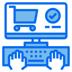 hands blue line icon