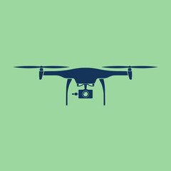 Dark blue flat drone vector design with green background