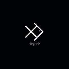 White digital fish logo vector design