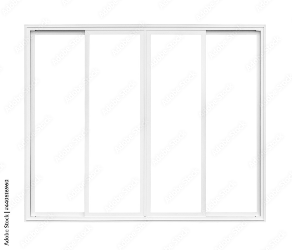 Wall mural Real modern house window frame isolated on white background with clipping path