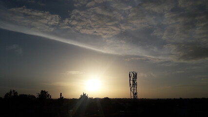 time lapse of sunset in the city
