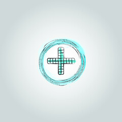 Blue plus hand drawing and watercolor design