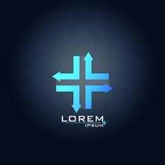 Blue gradient plus design with arrows
