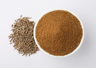 cumin seeds and cumin ground, powder