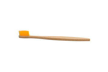 Bamboo toothbrush isolated on a white background.
