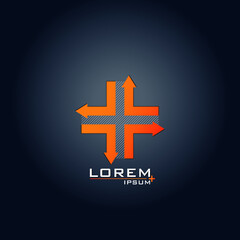 Orange gradient plus design with arrows