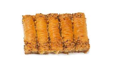 Delicious sweet baklava isolated on white background.