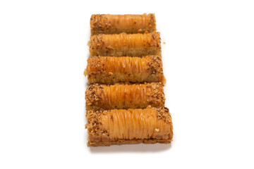 Delicious sweet baklava isolated on white background.