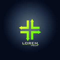 Green gradient plus design with arrows