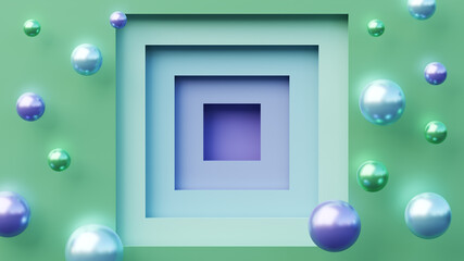 Abstract composition made of multiple layers. 3D illustration.