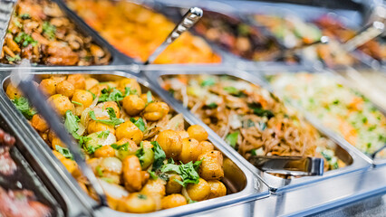 Asian food sold in a shopping mall food court