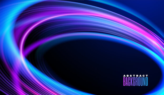 Blue sparkling background. Abstract Motion Light Effect. Futuristic Neon Speed line Shining Wave. Vector illustration.