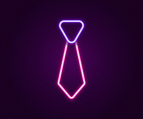 Glowing neon line Tie icon isolated on black background. Necktie and neckcloth symbol. Colorful outline concept. Vector