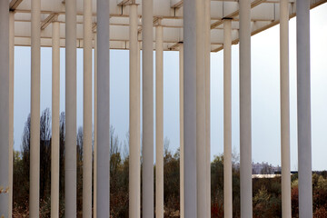 columns holding the canopy of the entrance to the park.