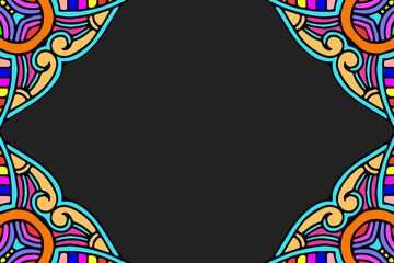 Vector ornamental background with mandala elements. Ethnic geometric pattern on a black background in Islam, Arabic, Indian, Turkish, Pakistani, Chinese, ottoman motives.
