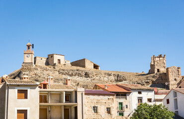 Fototapeta na wymiar the castle hill of Burbaguena, province of Teruel, Aragon, Spain