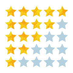 Obraz premium Customer feedback. Client satisfaction assessment. Gold star, rating scale (from 1 to 5). Positive, neutral, negative user experience. Vector flat cartoon illustration