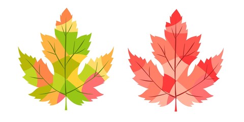 Naklejka na ściany i meble Autumn maple leaves. Colorful leaves isolated on white background. 