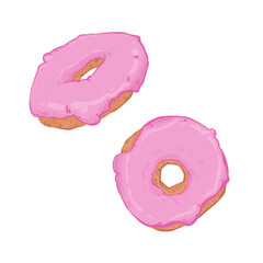 food illustration. donuts with pink glaze. tasty food. I like to eat sweets