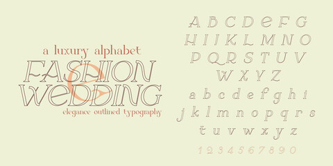 Modern sans serif elegance font. Classic minimal high contrast wedding font. Uppercase only. Vector illustration.