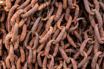 Texture of a pile of rusty chain
