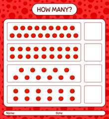 Fototapeta premium How many counting game with tomato. worksheet for preschool kids, kids activity sheet, printable worksheet