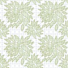 Fototapeta premium Seamless floral pattern. Simple background with green flowers and leaves. White background. Designed for textile fabrics, wrapping paper, background, wallpaper, cover.