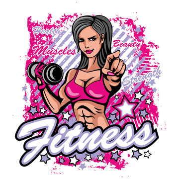 motivational t shirt design with sexy fitness girl