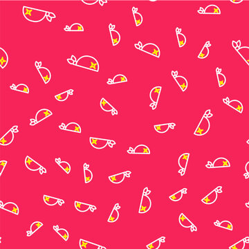 Line Pirate bandana for head icon isolated seamless pattern on red background. Vector