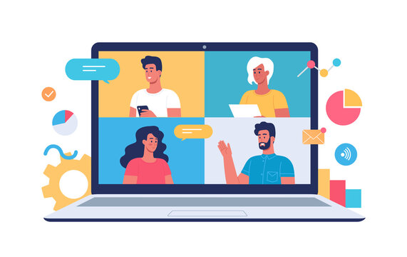 People using online video chat for communication