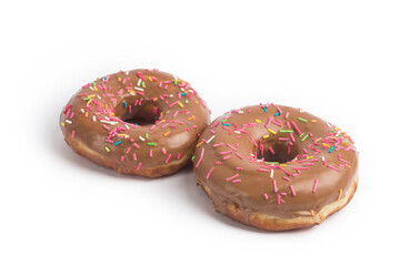 Various doughnuts in composition at studio shot
