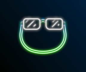 Glowing neon line Eyeglasses icon isolated on black background. Colorful outline concept. Vector