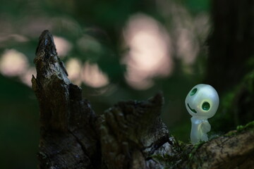 Kleine Waldelfe im tiefen Wald