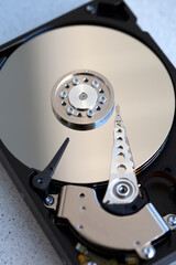Hard disk of a computer opened for repair