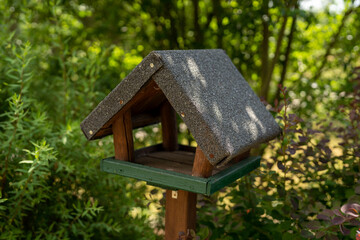 wooden bird house closeup