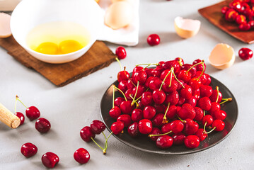 Cherry. A pile of fruit for the cake. Baking a cake with fruit. Fruit cake.