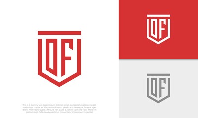 Initials DF. OF logo design. Initial Letter Logo. Shield logo.