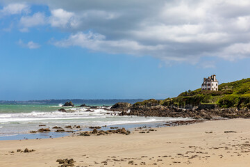 House on the beach of Locquirec, Finistere, Brittany, France