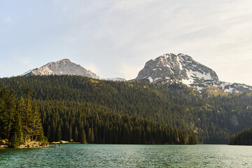 Black lake, Natural landscape. Mountain lake, Zabljak, Montenegro, Durmitor national park. High quality photo